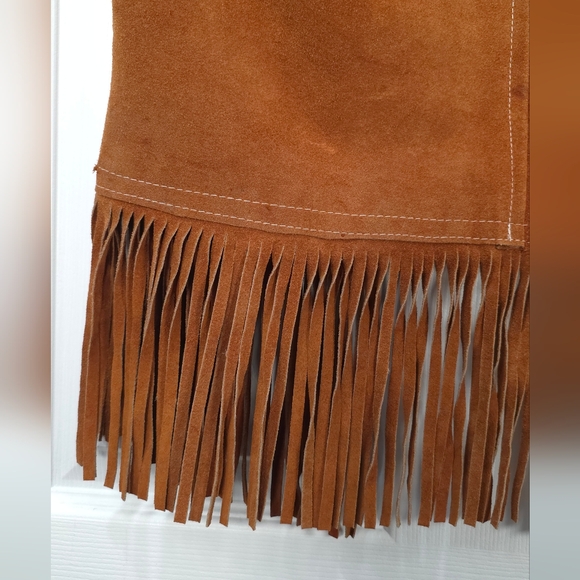 Vintage Leather Vest With Fringe Brown Bohemian Western Romantic 70s - Picture 3 of 9